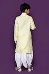 Shop_Petite Pomme_Yellow Brocade, Silk Embroidery Woven Pastel Kurta Dhoti Pant Set_at_Aza_Fashions