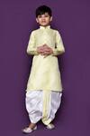 Petite Pomme_Yellow Brocade, Silk Embroidery Woven Pastel Kurta Dhoti Pant Set_Online_at_Aza_Fashions
