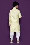 Shop_Petite Pomme_Yellow Brocade, Silk Embroidery Woven Pastel Kurta Patiala Pant Set_at_Aza_Fashions