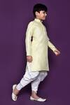 Petite Pomme_Yellow Brocade, Silk Embroidery Woven Pastel Kurta Patiala Pant Set_at_Aza_Fashions