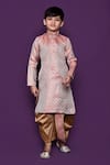 Buy_Samyukta Singhania_Pink Kurta Brocade Woven Geometric Pattern And Dhoti Pant Set _at_Aza_Fashions