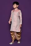 Buy_Samyukta Singhania_Pink Kurta Brocade Woven Geometric Pattern And Dhoti Pant Set _Online_at_Aza_Fashions