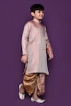 Shop_Samyukta Singhania_Pink Kurta Brocade Woven Geometric Pattern And Dhoti Pant Set _Online_at_Aza_Fashions