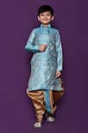 Samyukta Singhania_Blue Kurta Brocade Woven Floral Pattern Dhoti Pant Set _Online_at_Aza_Fashions