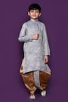 Buy_Samyukta Singhania_Grey Kurta Brocade Woven Floral Pattern Dhoti Pant Set _at_Aza_Fashions