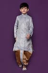 Samyukta Singhania_Grey Kurta Brocade Woven Floral Pattern Dhoti Pant Set _Online_at_Aza_Fashions