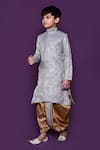 Shop_Samyukta Singhania_Grey Kurta Brocade Woven Floral Pattern Dhoti Pant Set _Online_at_Aza_Fashions