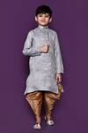 Buy_Petite Pomme_Grey Brocade, Silk Embroidery Floral Pattern Kurta Patiala Pant Set _at_Aza_Fashions