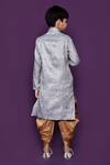 Shop_Petite Pomme_Grey Brocade, Silk Embroidery Floral Pattern Kurta Patiala Pant Set _at_Aza_Fashions