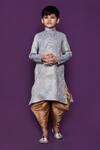 Buy_Petite Pomme_Grey Brocade, Silk Embroidery Floral Pattern Kurta Patiala Pant Set _Online_at_Aza_Fashions