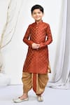 Buy_Samyukta Singhania_Orange Kurta Brocade Woven Floral Motif Dhoti Pant Set _at_Aza_Fashions