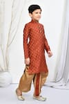Shop_Samyukta Singhania_Orange Kurta Brocade Woven Floral Motif Dhoti Pant Set _Online_at_Aza_Fashions