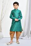 Buy_Petite Pomme_Green Brocade, Silk Embroidery Floral Motif Kurta And Patiala Pant Set _at_Aza_Fashions