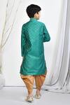 Shop_Petite Pomme_Green Brocade, Silk Embroidery Floral Motif Kurta And Patiala Pant Set _at_Aza_Fashions