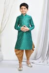 Buy_Petite Pomme_Green Brocade, Silk Embroidery Floral Motif Kurta And Patiala Pant Set _Online_at_Aza_Fashions