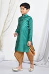 Petite Pomme_Green Brocade, Silk Embroidery Floral Motif Kurta And Patiala Pant Set _at_Aza_Fashions