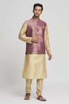 Buy_Aryavir Malhotra_Magenta Kurta And Pant Art Silk Woven Zari Bundi Set _at_Aza_Fashions