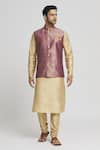 Buy_Aryavir Malhotra_Magenta Kurta And Pant Art Silk Woven Zari Bundi Set _Online_at_Aza_Fashions