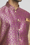 Shop_Aryavir Malhotra_Magenta Kurta And Pant Art Silk Woven Zari Bundi Set _Online_at_Aza_Fashions