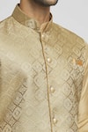 Aryavir Malhotra_Gold Kurta And Pant Art Silk Woven Floral Geometric Bundi Set _at_Aza_Fashions