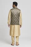 Shop_Arihant Rai Sinha_Black Brocade, Silk Geometric Woven Bundi Kurta Set _at_Aza_Fashions