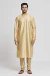 Buy_Arihant Rai Sinha_Off White Bamboo Solid Bundi Kurta Set _Online_at_Aza_Fashions