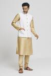 Shop_Arihant Rai Sinha_Off White Bamboo Solid Bundi Kurta Set _Online_at_Aza_Fashions