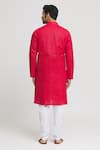 Shop_Arihant Rai Sinha_Maroon Kurta Cotton Plain Mandarin Collar Set _at_Aza_Fashions