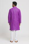 Shop_Arihant Rai Sinha_Purple Kurta Cotton Plain Mandarin Collar Straight Set _at_Aza_Fashions