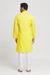 Shop_Arihant Rai Sinha_Yellow Kurta Cotton Plain Mandarin Collar And Churidar Set _at_Aza_Fashions