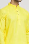 Arihant Rai Sinha_Yellow Kurta Cotton Plain Mandarin Collar And Churidar Set _at_Aza_Fashions