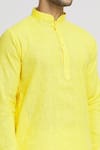 Arihant Rai Sinha_Yellow Kurta Cotton Plain Mandarin Collar Straight Churidar Set _at_Aza_Fashions