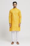 Buy_Arihant Rai Sinha_Orange Kurta Cotton Textured Pattern Full Sleeve Set_Online_at_Aza_Fashions