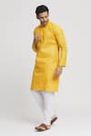 Shop_Arihant Rai Sinha_Orange Kurta Cotton Textured Pattern Full Sleeve Set_Online_at_Aza_Fashions
