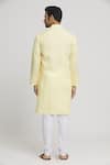 Shop_Arihant Rai Sinha_Yellow Kurta Cotton Textured Mandarin Collar Set _at_Aza_Fashions