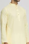 Shop_Arihant Rai Sinha_Yellow Kurta Cotton Textured Mandarin Collar Set _Online_at_Aza_Fashions