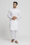 Buy_Arihant Rai Sinha_White Kurta Cotton Textured Solid Mandarin Collar Set _at_Aza_Fashions