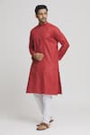 Buy_Arihant Rai Sinha_Orange Kurta Cotton Plain Solid Full Sleeve Set_Online_at_Aza_Fashions