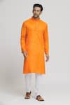 Buy_Arihant Rai Sinha_Orange Kurta Cotton Plain Solid And Churidar Set _at_Aza_Fashions