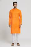 Arihant Rai Sinha_Orange Kurta Cotton Plain Solid And Churidar Set _Online_at_Aza_Fashions