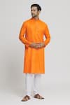 Buy_Arihant Rai Sinha_Orange Kurta Cotton Plain Solid And Churidar Set _Online_at_Aza_Fashions