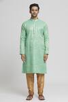Arihant Rai Sinha Green Silk Embroidery Floral Pattern Kurta And Churidar Set Online at Aza Fashions Arihant Rai Sinha_Green Silk Embroidery Floral Pattern Kurta And Churidar Set _Online_at_Aza_Fashions
