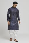 Buy_Arihant Rai Sinha_Blue Silk Blend Plain Straight Kurta And Dhoti Pant Set _at_Aza_Fashions