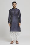 Arihant Rai Sinha_Blue Silk Blend Plain Straight Kurta And Dhoti Pant Set _Online_at_Aza_Fashions