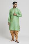 Buy_Arihant Rai Sinha_Green Silk Embroidery Floral Butti Kurta And Dhoti Pant Set _at_Aza_Fashions