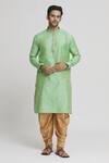 Buy_Arihant Rai Sinha_Green Silk Embroidery Floral Butti Kurta And Dhoti Pant Set _Online_at_Aza_Fashions