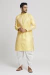 Buy_Arihant Rai Sinha_Yellow Silk Blend Plain Floral Geometric Pattern Kurta And Dhoti Pant Set _at_Aza_Fashions