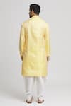 Shop_Arihant Rai Sinha_Yellow Silk Blend Plain Floral Geometric Pattern Kurta And Dhoti Pant Set _at_Aza_Fashions