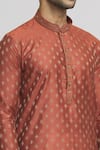 Shop_Arihant Rai Sinha_Orange Silk Blend Plain Straight Floral Pattern Kurta And Dhoti Pant Set _Online_at_Aza_Fashions