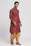 Buy_Arihant Rai Sinha_Maroon Silk Blend Plain Band Collar Kurta And Dhoti Pant Set _Online_at_Aza_Fashions